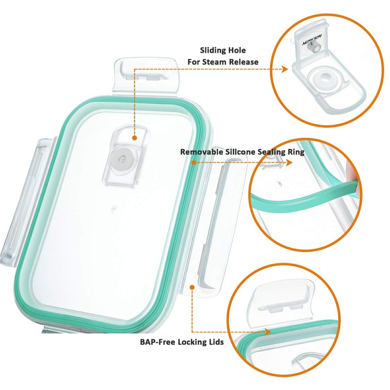 YEBODA Glass Food Storage Containers with Airtight Snap Locking Lids BPA Free Meal Prep Container Set For Home Kitchen Restaurant - Freezer, Microwave, Oven, Dishwasher Safe [23oz, 6 Pack] - Image 4